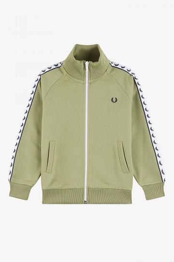 Fred Perry Taped Track Lasten Takki Oliivinvihreä Vihreä | FI 2046GSOL